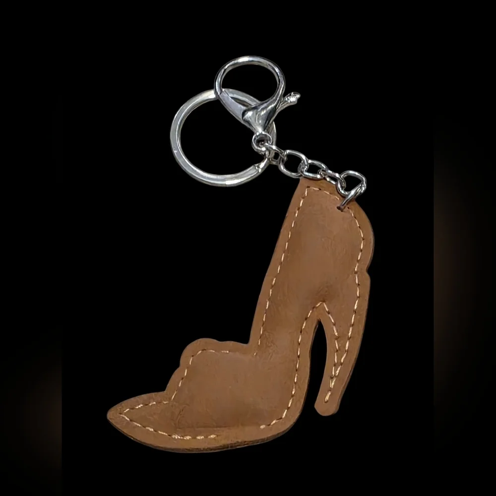 Gold and Black Rhinestone High Heel Bag Charm Keychain